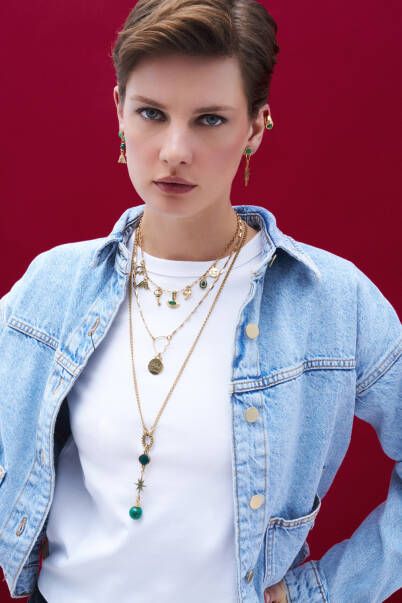 Nest Heart Charm Gold Plated Chain Necklace - 5