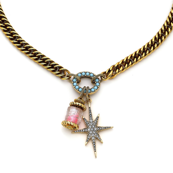 New Start Star Charm Gold Plated Chain Necklace - 5