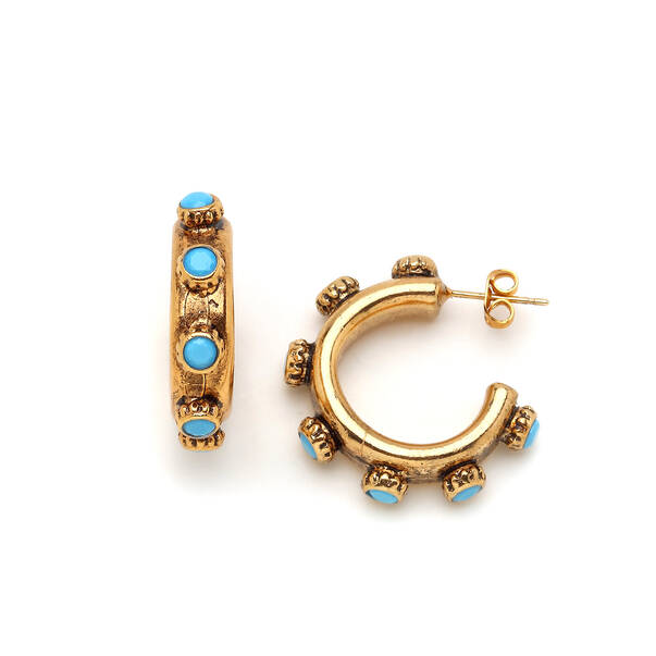 Nina Turquoise Zircon Gold Plated Hoop Earrings - 1