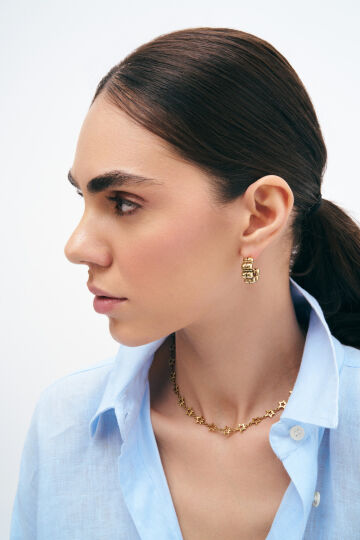 Nix Gold Plated Hoop Pinned Earrings - (1)
