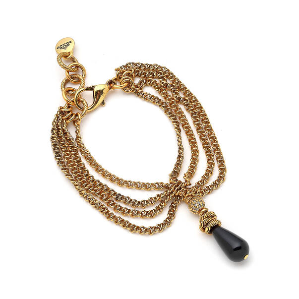 Noah Gold Plated Onyx Family Charm Multi-Chain Bracelet - 1