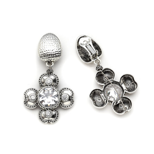Noble Spark Clover Charm Silver Plated Clip-on Earrings - (1)
