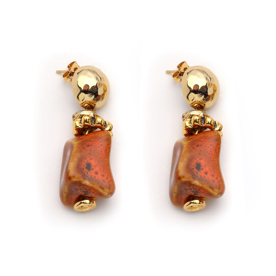 Noemi Altın Kaplama İğneli Küpe - 