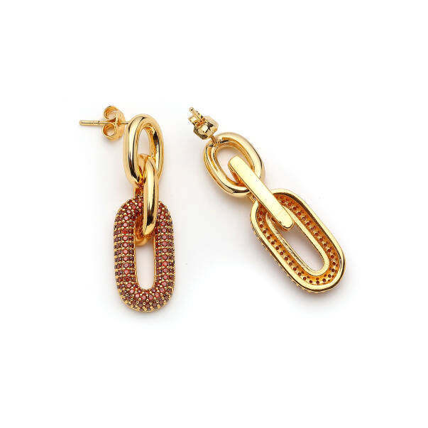 Noila Zircon Stone Gold Plated Pinned Earring - 2