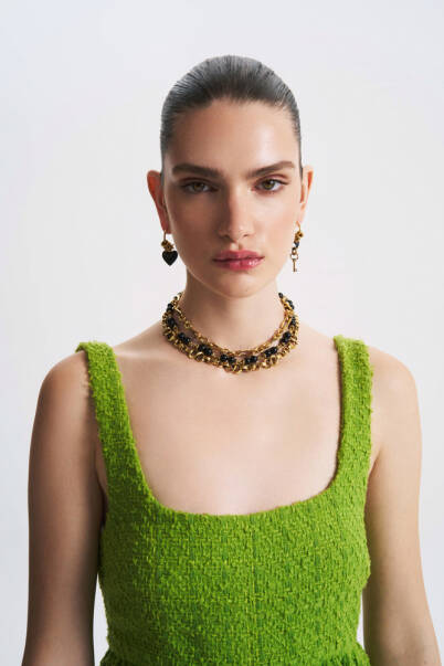 Noir Lumina Onyx Gold Plated Multi Chain Necklace - 2