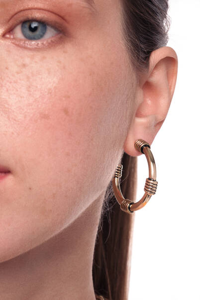 Norah Gold Plated Hoop Pinned Earrings - 6