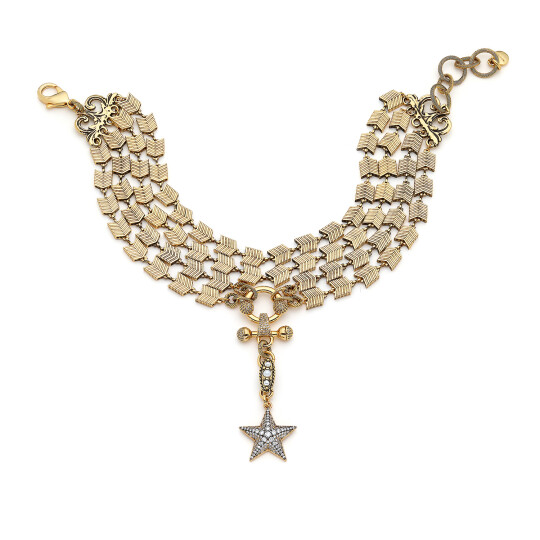 North Star Choker Altın Kaplama Yıldız Zirkon Charm Çoklu Zincir Kolye 