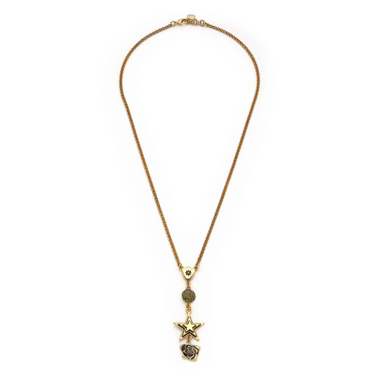 Nova Gold Plated Star, Rose Charm Chain Necklace 