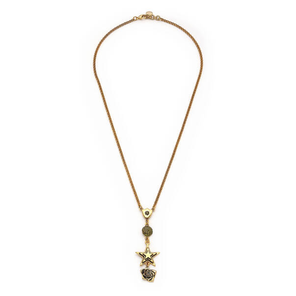 Nova Gold Plated Star, Rose Charm Chain Necklace - 1
