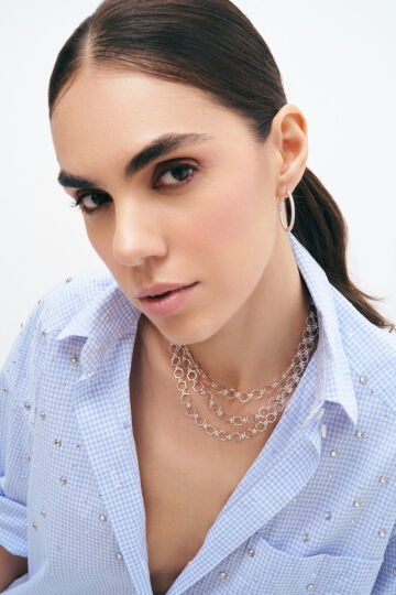 Occupied Silver Plated Chain Necklace - (1)