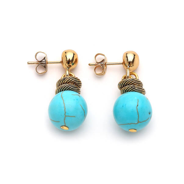 Ocean Knot Turkuaz Doğal Taş İğneli Küpe - 1