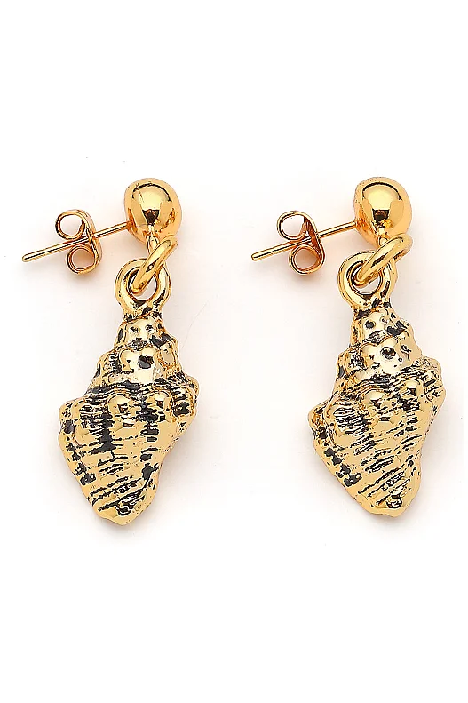 Ocean Whisper Gold Plated Seashell Stud Earrings 