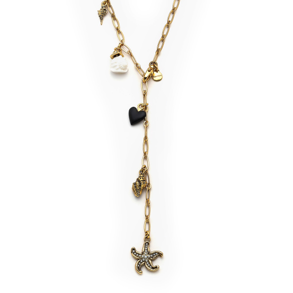 Oceanus Yıldız, Kalp & Deniz Kabuğu Charm Altın Kaplama Zincir Kolye - 4