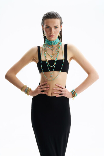 Olivia Turquoise Gold Plated Cuff Bracelet - (1)