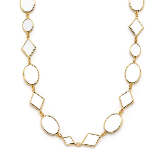 Omnia Gold Plated Mirror Charm Necklace - (1)