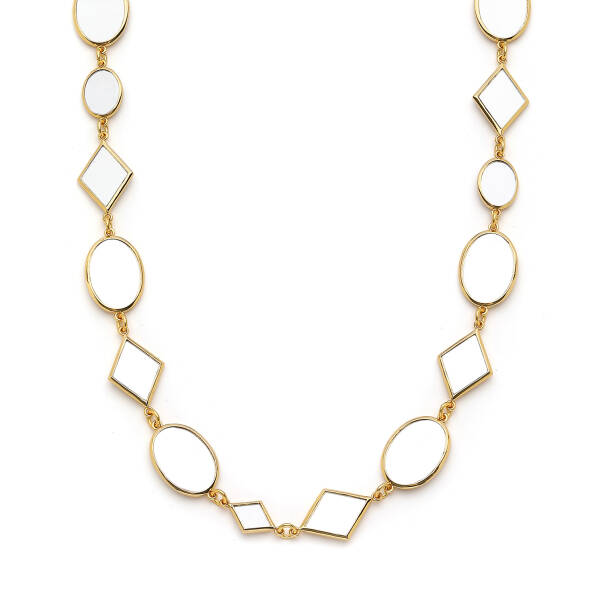 Omnia Gold Plated Mirror Charm Necklace - 2