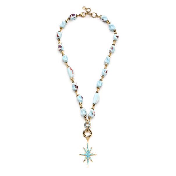 Ondine Star Charm Glass Bead Necklace - 1