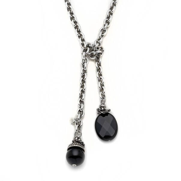 Onyx Glam Silver Plated Chain Necklace - 3