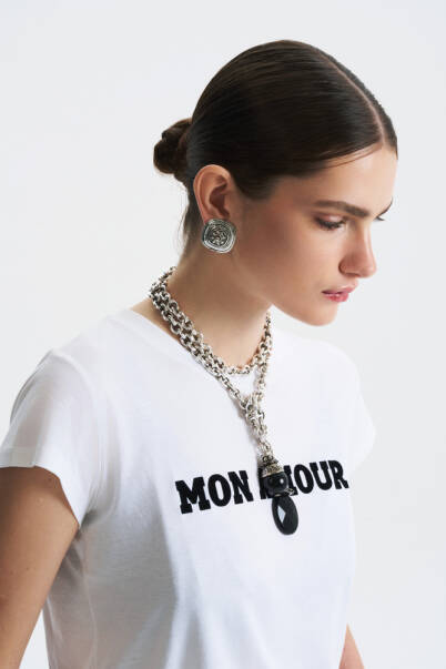 Onyx Glam Silver Plated Chain Necklace - 5