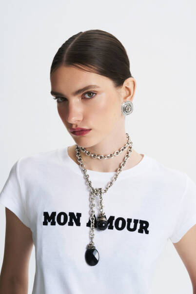 Onyx Glam Silver Plated Chain Necklace - 2
