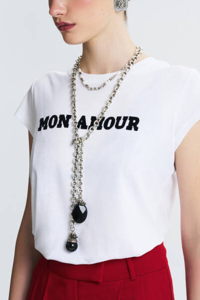 Onyx Glam Silver Plated Chain Necklace - 4