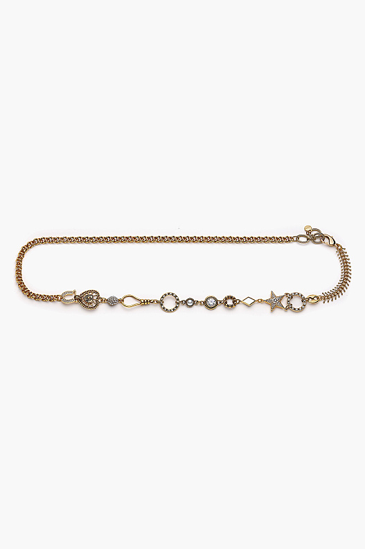 Opulence Star and Heart Charm Gold Plated Chain Belt - 