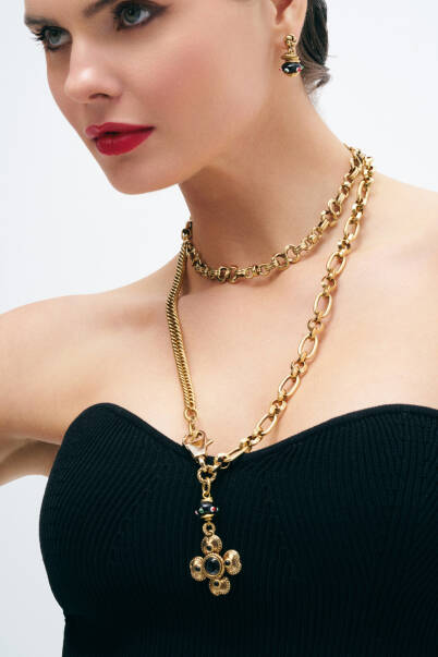 Opulence Gold Plated Clover Charm Chain Necklace - 5