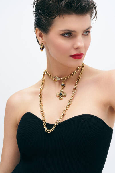 Opulence Gold Plated Clover Charm Chain Necklace - 3