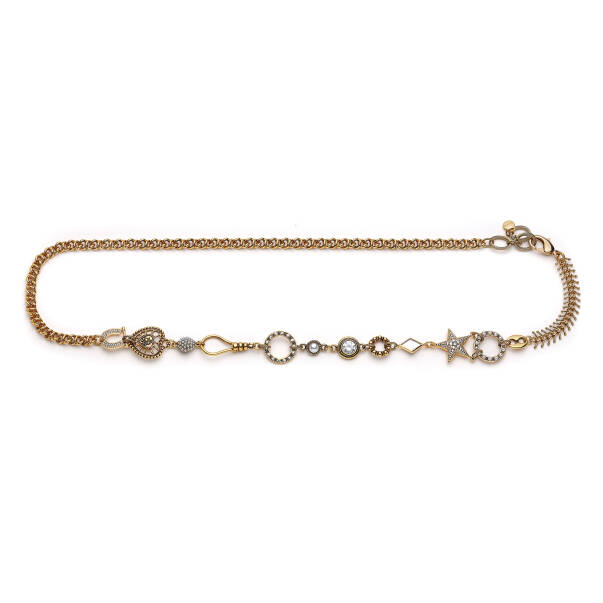 Opulence Star and Heart Charm Gold Plated Chain Belt - 1