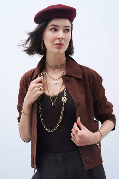 Orbit Zircon Charm Chain Necklace - 5