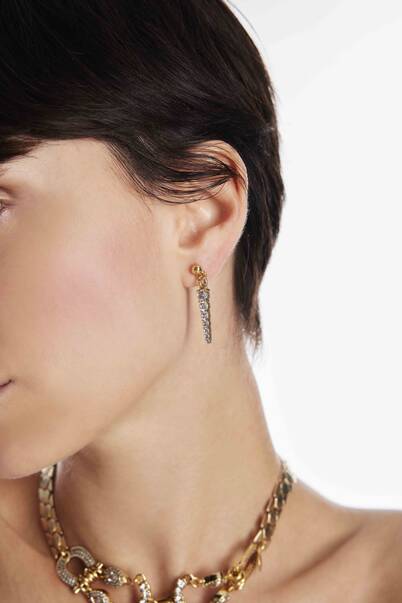Orenda Zircon Gold Plated Charm Pierced Earrings - 2