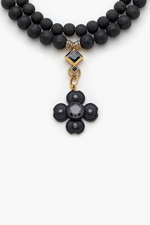 Own It Yonca Charm Oniks Doğaltaş Altın Kaplama Kolye - (1)