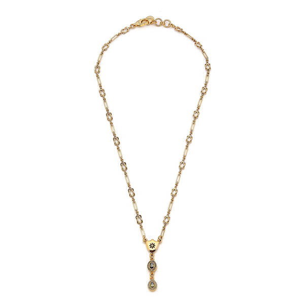 Padma Zircon Gold Plated Charm Chain Necklace - 1