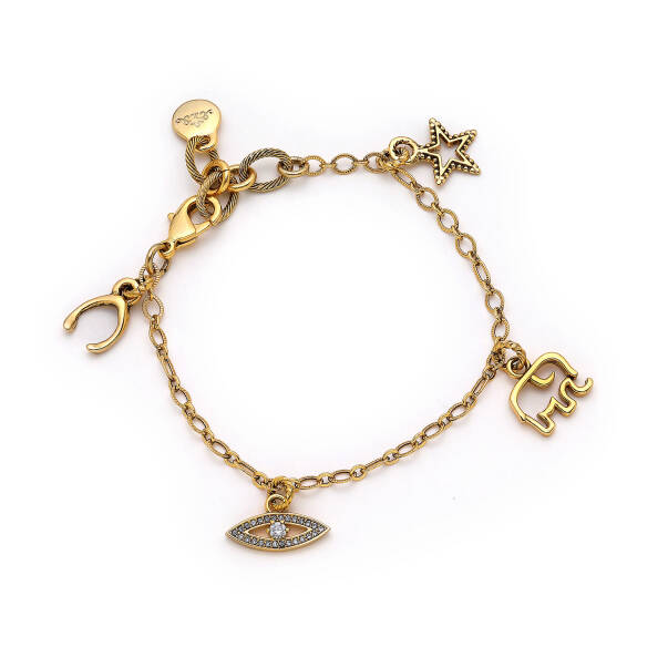 Pansy Gold Plated Eye Star Charm Chain Bracelet - 1