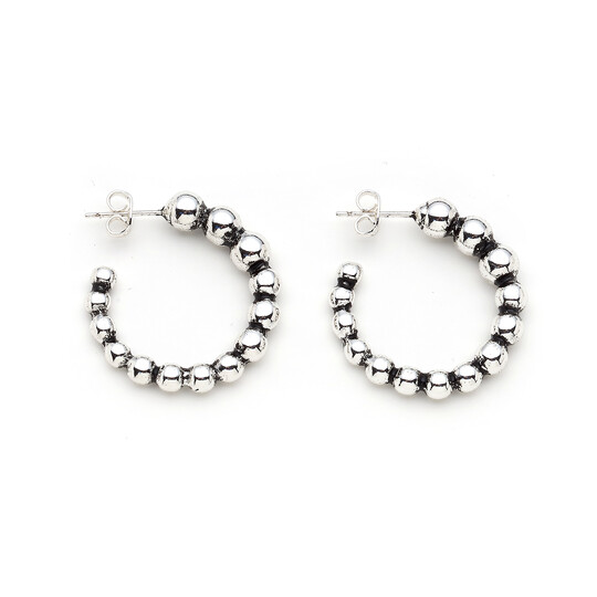 Paup Silver Plated Hoop Pinned Earrings - 