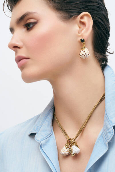 Paxos Sea Shell, Moonstone Natural Stone Earrings - 3