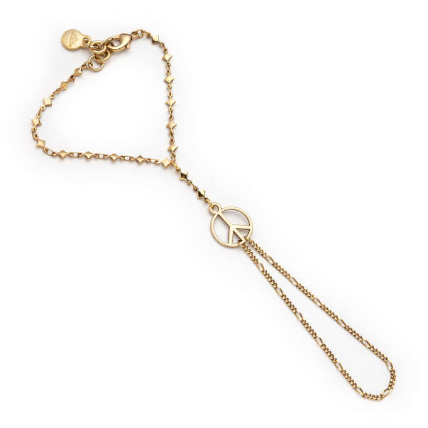 Peace Gold Plated Chain Hand Bracelet - 1