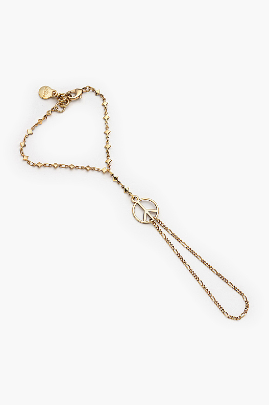 Peace Gold Plated Chain Hand Bracelet - 