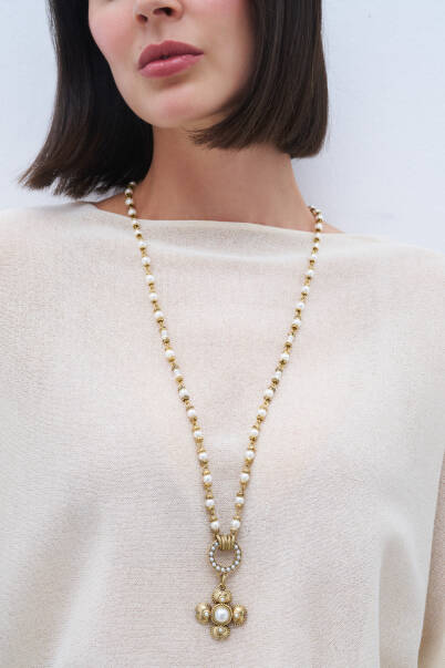 Pearl Blossom Yonca İnci Charm İnci Kolye - 2