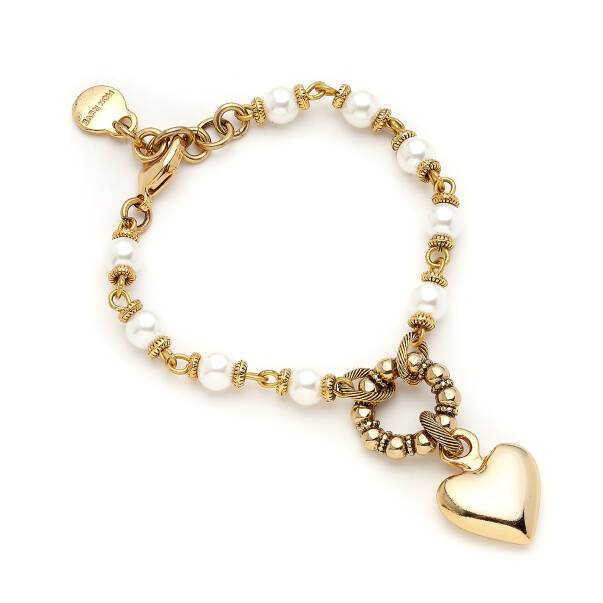 Pearl Heart Pendant Bracelet - 1