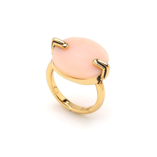 Pesta Pink Opal Gold Plated Ring - 