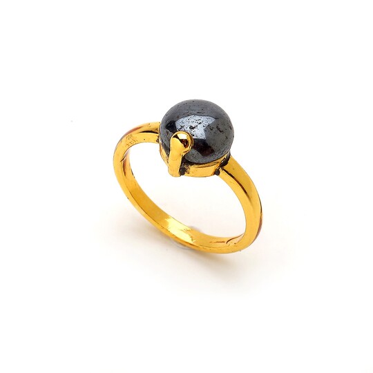 Petite Hematite Hematit Altın Kaplama Yüzük 