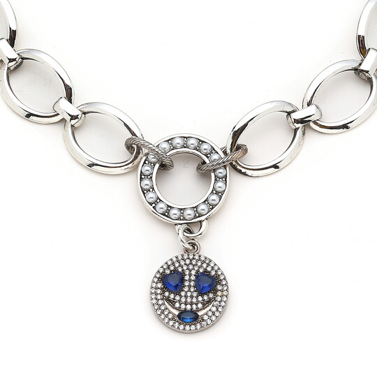 Pitch Silver Plated Charm Chain Necklace - (1)