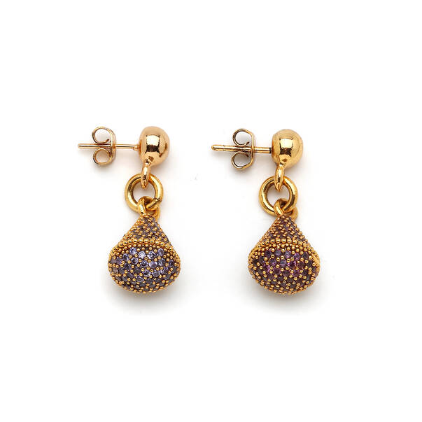 Plum Zirkon Charm Küpe - 1