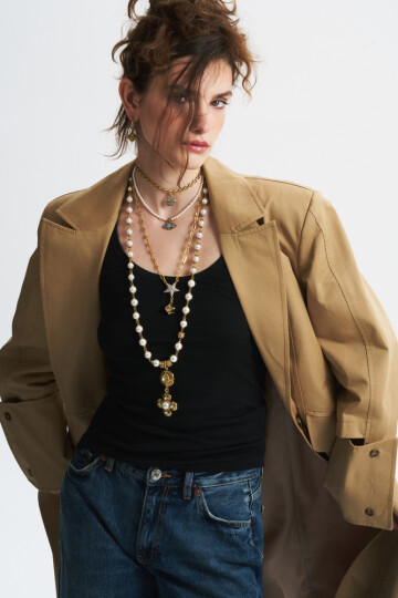 Poised Mayorka İnci Zirkon Göz Kolye - (1)