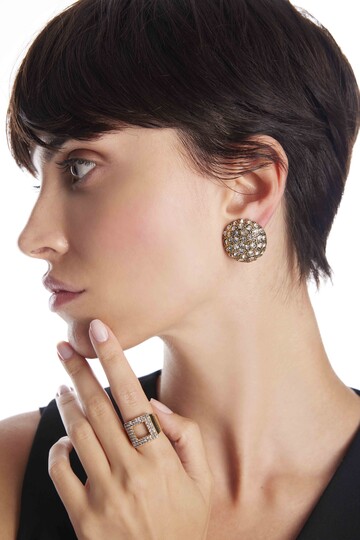 Pord Zircon Gold Plated Clip-On Earrings - (1)