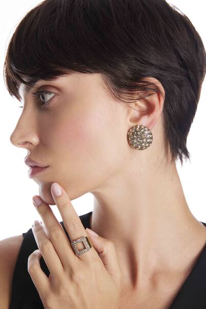 Pord Zircon Gold Plated Clip-On Earrings - 2