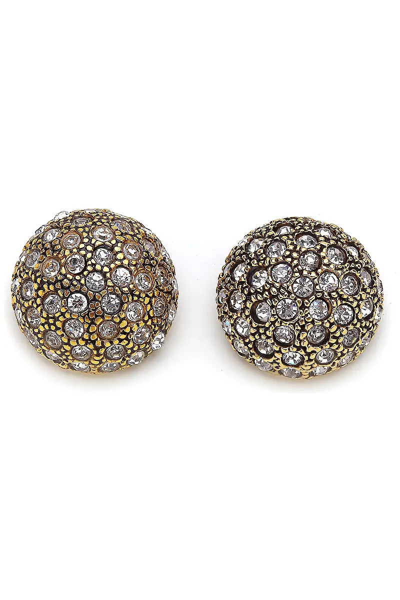 Pord Zircon Gold Plated Clip-On Earrings
