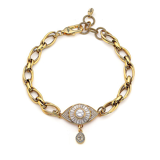 Protector Choker Altın Kaplama Göz Zirkon Charm Zincir Kolye - 