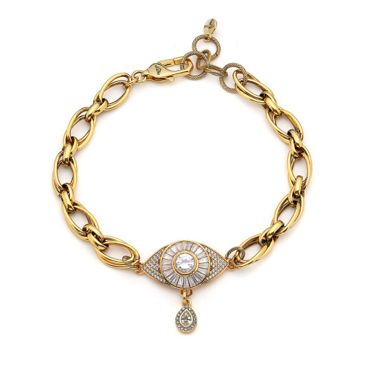 Protector Choker Gold Plated Eye Zircon Charm Chain Necklace 